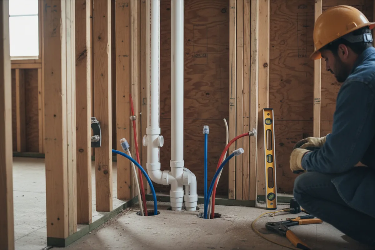 Drain and supply rough-in during Leak Detection in Danville
